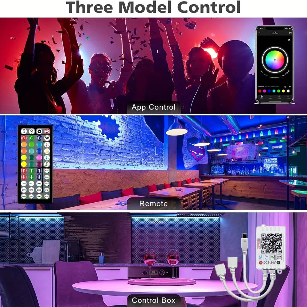 100ft/1181.1inch (1 Roll) RGB LED Strip Lights Music Sync Color Changing Lamp With Remote&App Control Room Lighting Luces Led