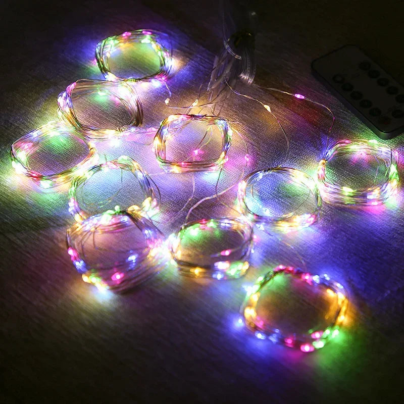 Fairy Curtain Lights Battery-powered LED Curtain Christmas String Lights for Outdoor 8Modes for Indoor Rooms Gardens Terraces
