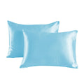 Pack of 2 Pillowcases Solid Color Soft Satin Pillowcase With Envelope Zipper Pure Emulation Satin Pillow Case