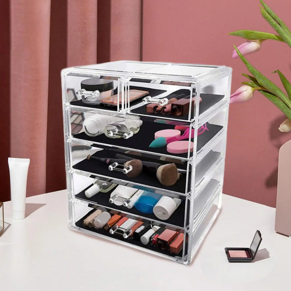 Stackable Storage Drawer Dresser Acrylic Cosmetics Storage Bin Large Capacity