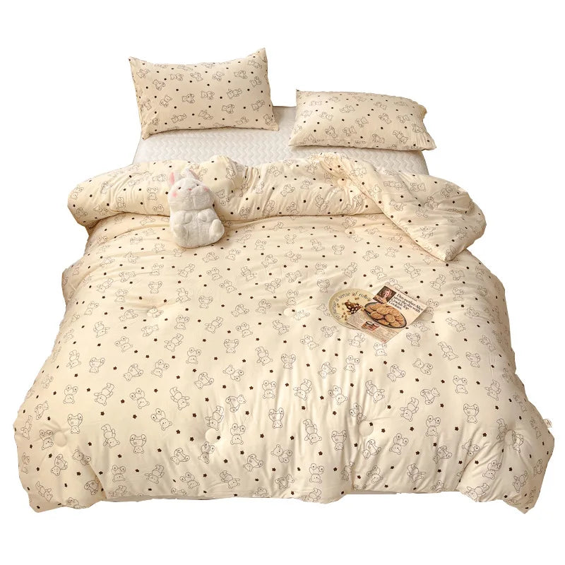 Household Washed Cotton Thick Comforter Duvet Quilt Winter Warm All Season Machine Washable Student Single Dorm Edredones