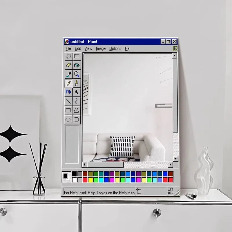 Artistic Mirror, Trendy Vintage Makeup Mirror, Decorative Piece for Living Room Tabletop, MS Paint Mirror