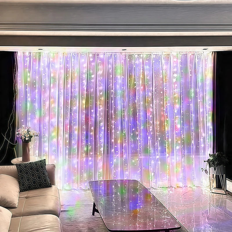 Fairy Curtain Lights Battery-powered LED Curtain Christmas String Lights for Outdoor 8Modes for Indoor Rooms Gardens Terraces