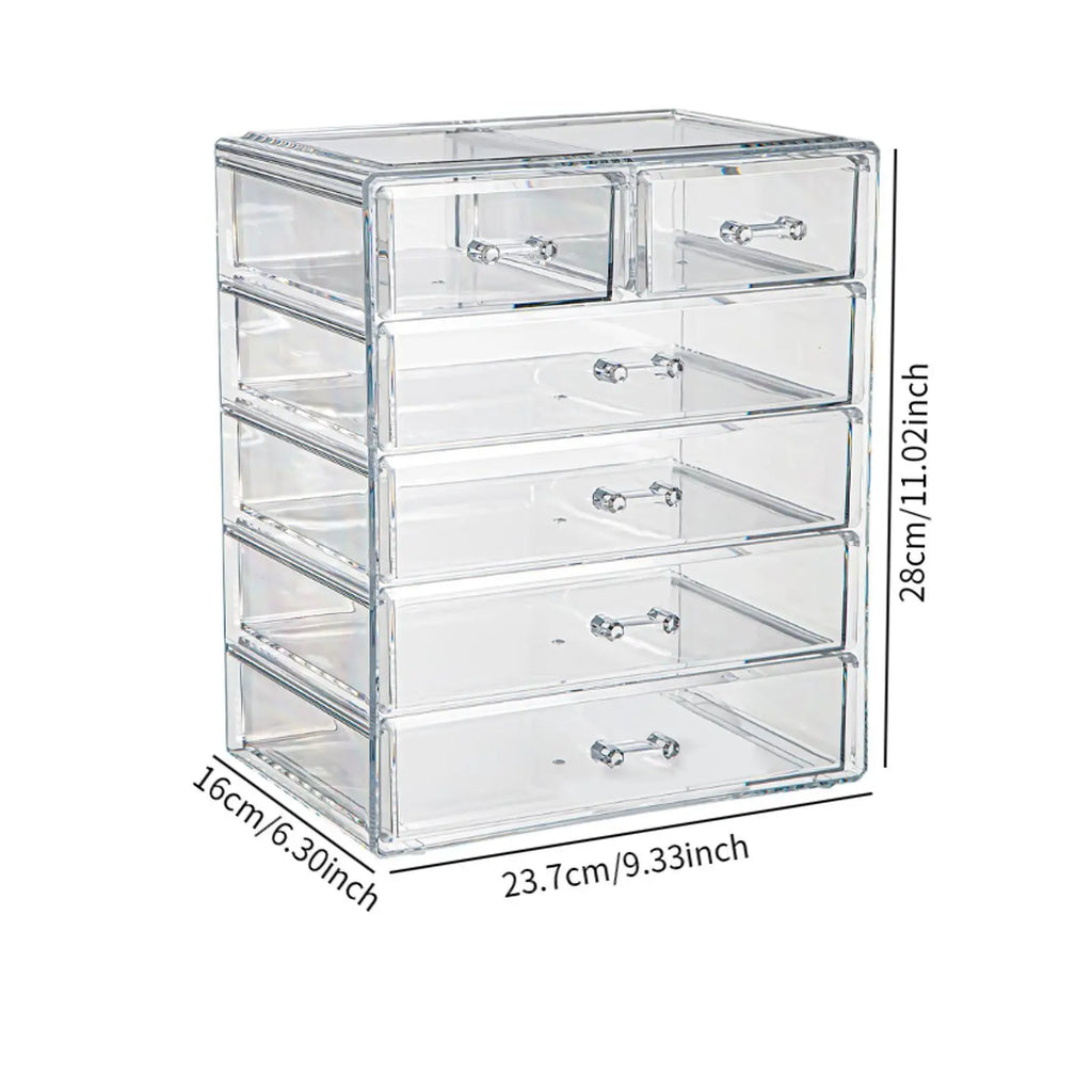 Stackable Storage Drawer Dresser Acrylic Cosmetics Storage Bin Large Capacity