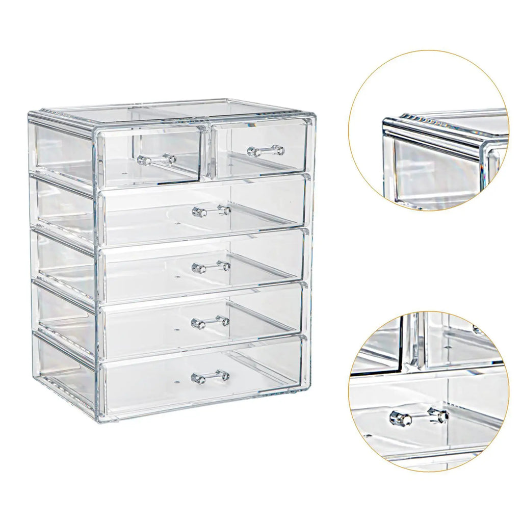 Stackable Storage Drawer Dresser Acrylic Cosmetics Storage Bin Large Capacity