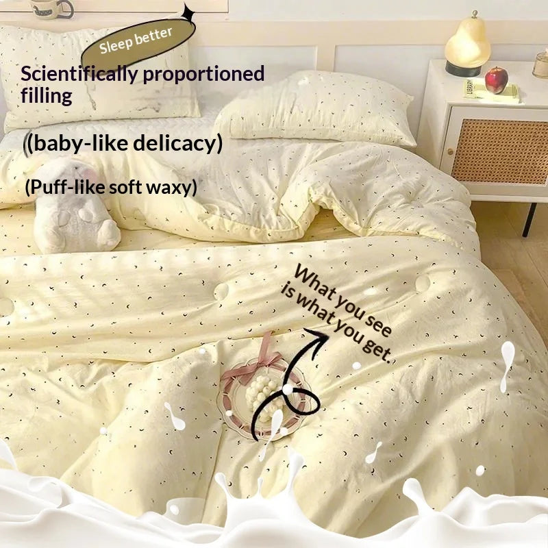 Household Washed Cotton Thick Comforter Duvet Quilt Winter Warm All Season Machine Washable Student Single Dorm Edredones