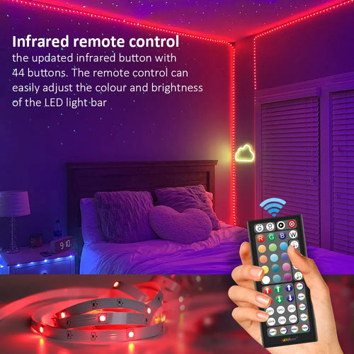100ft/1181.1inch (1 Roll) RGB LED Strip Lights Music Sync Color Changing Lamp With Remote&App Control Room Lighting Luces Led