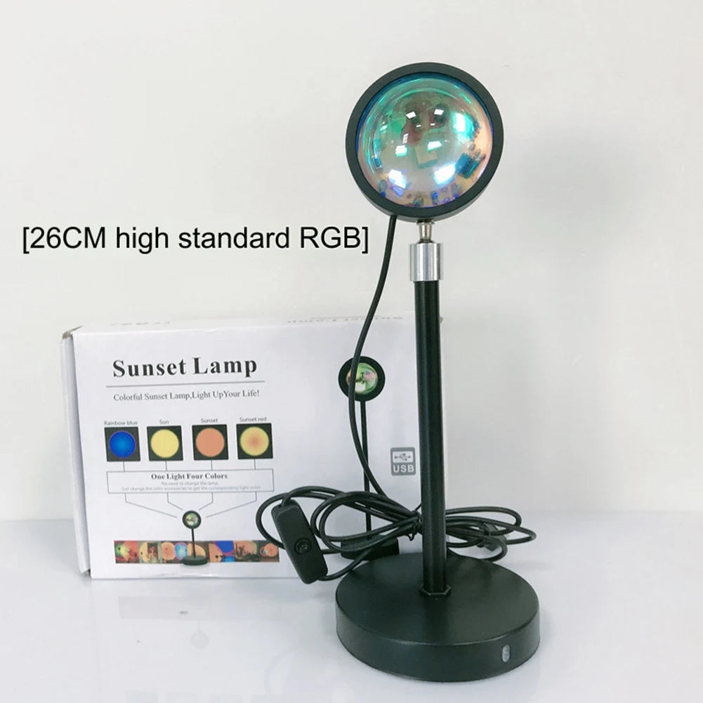 AUAU-Sunset Lamp Projector, 180 Degree Rotation Sunset Projection Light Led Night Light Floor Lamp With USB Port