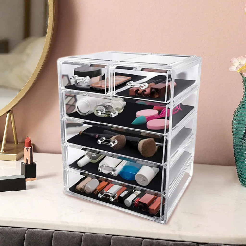 Stackable Storage Drawer Dresser Acrylic Cosmetics Storage Bin Large Capacity