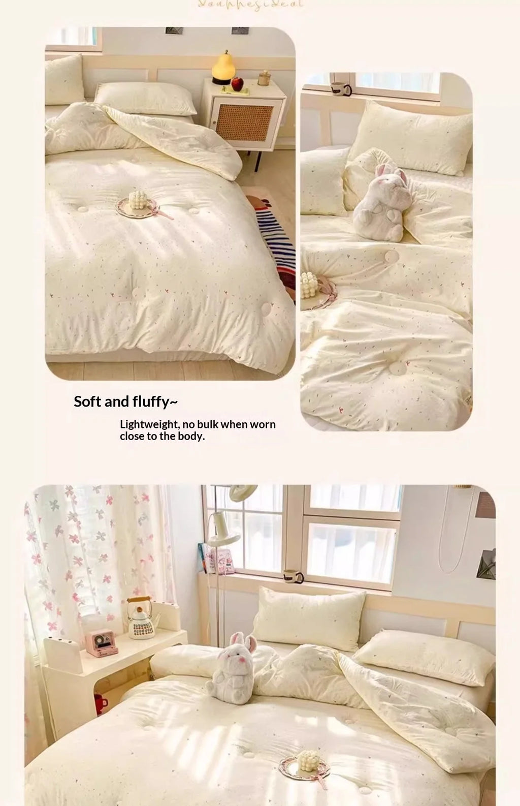 Household Washed Cotton Thick Comforter Duvet Quilt Winter Warm All Season Machine Washable Student Single Dorm Edredones