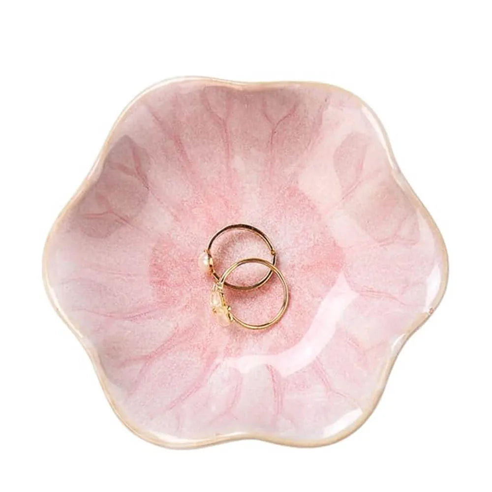 Lotus Leaf Shape Decorative Ring Tray,Small Key Bowl,Ceramic Trinket Tray Jewelry Dish Organizing Necklace Earrings, Home Decor