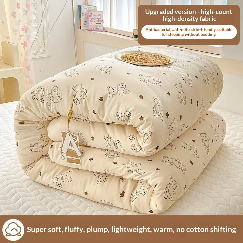 Household Washed Cotton Thick Comforter Duvet Quilt Winter Warm All Season Machine Washable Student Single Dorm Edredones