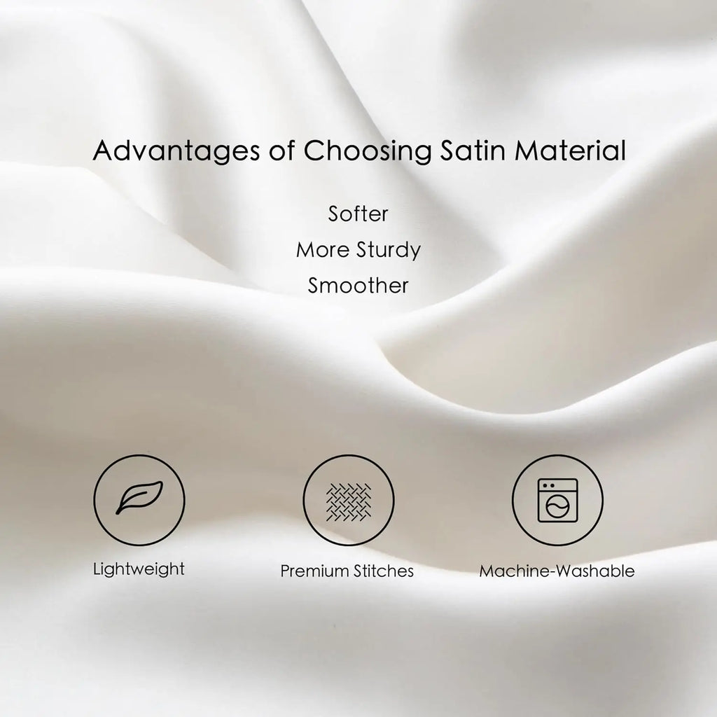 Pack of 2 Pillowcases Solid Color Soft Satin Pillowcase With Envelope Zipper Pure Emulation Satin Pillow Case